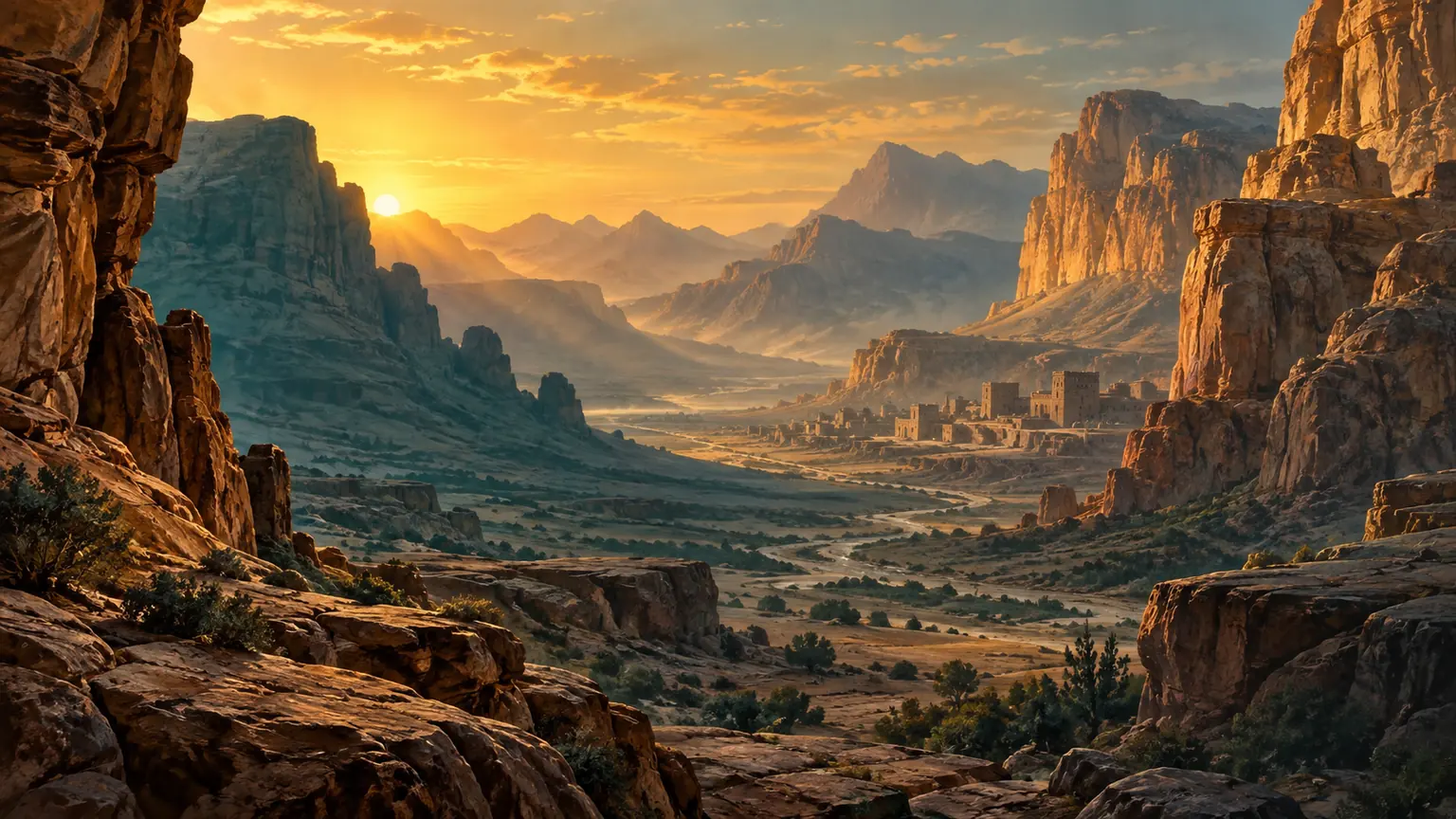Illustrative landscape; not a historical reconstruction